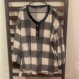 Plaid long sleeve white birch